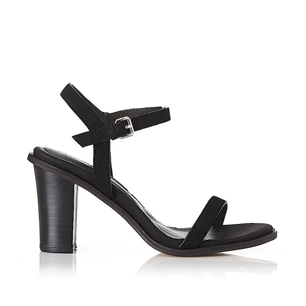 Alias Mae Everly Black Leather Mid Heel Sandals